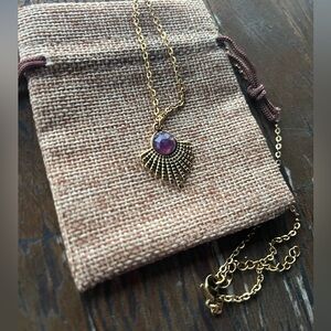 Amethyst Sun Shaped Pendant Amethyst Necklace Minimalist Crystal Necklace